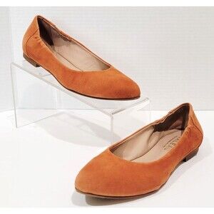 Italeau Mara Suede Ballet Flats Size 8 Womens 38.5 Cuoio Shoes Handmade in Italy